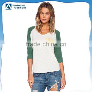 3 4 raglan tee women v neck t shirts blank wholesale women baseball t shirt