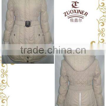 Long winter coat with hood for women