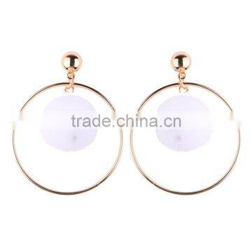 Fashion Colorful Pompon Gold Plated Hoop Earrings for Women Accessories photo-3