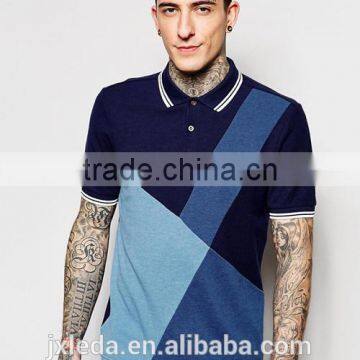 Custom men breathable colour block panel slim fit sports polo shirt,China manufacturer polo t-shirt