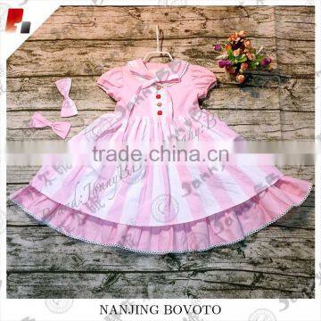 Wholesale Boutique Pink Striped Shift Dress Summer Girls Dress photo-6