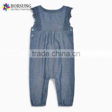 Newborn Denim Cotton lmport Elegant Baby Clothes Girls Custom Lace Baby Clothes Romper