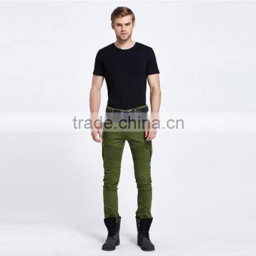 2016 New Brand Men's Fashion Jeans Green Jeans Male Personality Folds Comfortable Hotsale Biker Jeans