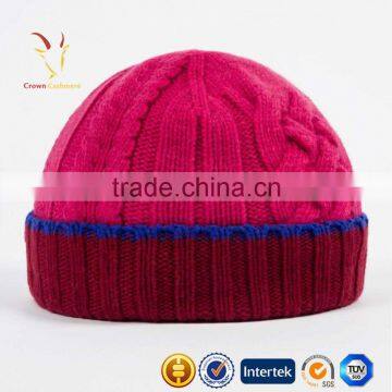 Ribbed Cable Designer Cashmere Knitted Beanie Hats photo-2