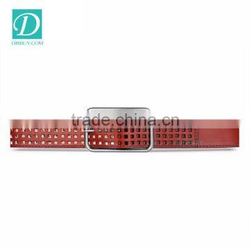 Female Leather Belt Square Pin Buckle Hollowed-out Easily Adjustable Belts photo-2