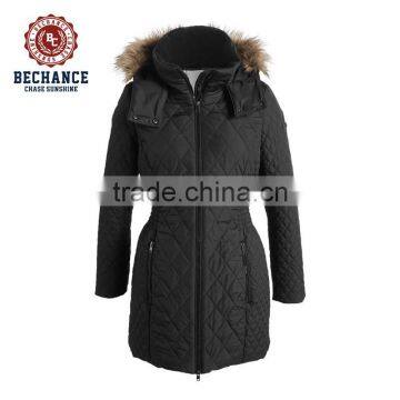 women winter long padded jacket with hood