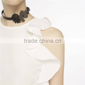 Factory Direct Sales 100% Cotton Soft White Sleeveless Ruffled Blouse photo-5