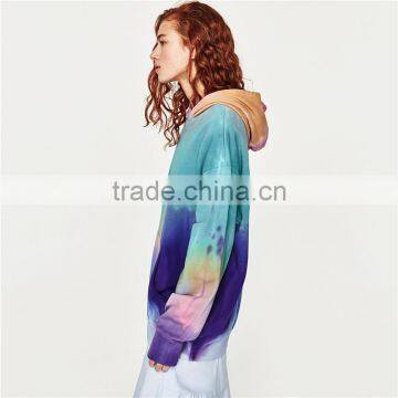 2017 OEM Spring Round Neck and Long Sleeves Oversized Tie-dye Sweat Hoodie photo-4