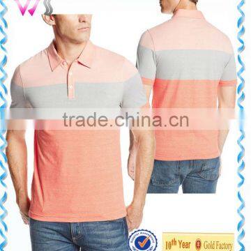 Mens three stripe color block polo neck tie dye t shirts