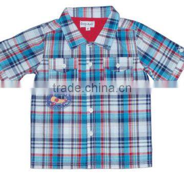 Baby Clothing, Boy Woven Short T Shirt, Baby Checked T Shirt photo-2