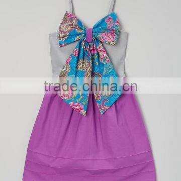 New Stytle Purple And Blue Paisley Bow A-Line Girl Dresses Adorable Infant Toddler Dress Top Grade Kids Clothes GD90428-11