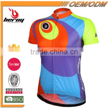 BEROY Compression Full Zipper Anti UV Cycling Clothing, Custom Short Sleeve Bike Clothing Bicycle Jersey Tops