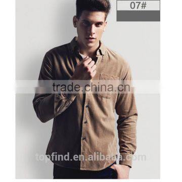 Italia Design Corduroy Coffee Cotton Mens Dress Shirts
