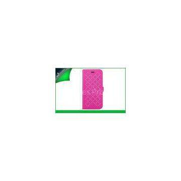 Chic Hot Pink New Design Texture Apple Iphone 6 Leather Cases , Waterproof Iphone 6 Case