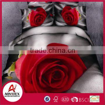 2016new style 13372 60*40s reactive printed 3D rose deisgn bedding set