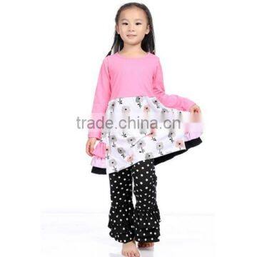 Wholesale boutique Girl Clothes Ruffle pants flower pattern kids outfit