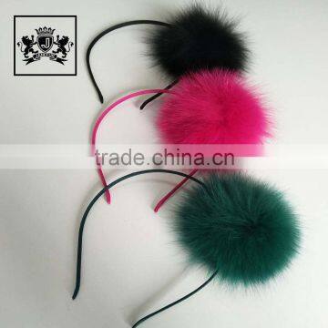 Good Wholesale Accessories Girl Fox Fur Pom Pom Headband