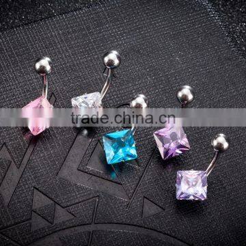 Pink Gem Crystal Petal Power Flower Dangle Belly Ring