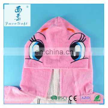 Fashion cartoon baby hooded bath towel coat custom 100% cotton terry baby bath towel