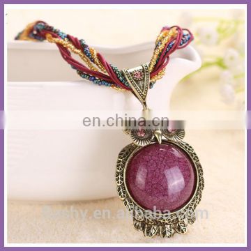 New Fashion 17 Color Owl Pendant Chain Necklace Chrismas Gift Jewelry