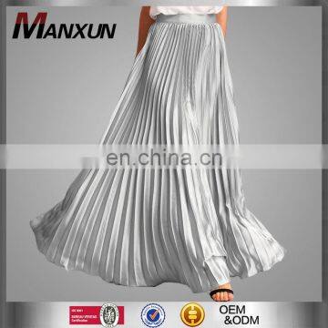 New Style Muslim Style Ladies Islamic Long Pleated Maxi Dress Silver Color Pleated Flare Maxi Skirt