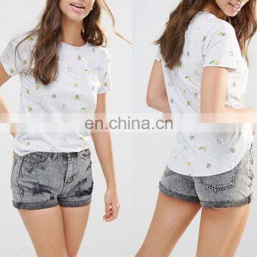 Wholesale Women Fashion Custom Organic Cotton Round Bottom New Model t Shirts