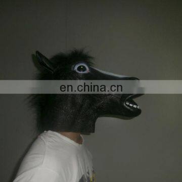 Brown Horse Head Mask with black mane Creepy Halloween Costume Theater Prop Novelty Latex Rubber (Brown White Black)