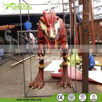 Amusement Park Walking With Dinosaur Mascot Costumes