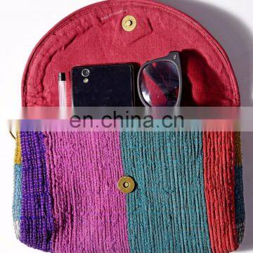 Indian Lastest Cotton Chindi Stripe Shoulder Clutch Bag Hippie Throw Sling Women Purse photo-2