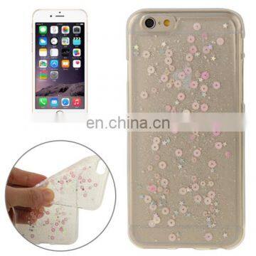 Transparent Star Sequins Flash Powder Series TPU Protective Case for iPhone 6(Pink)