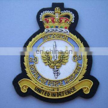 R embroidered handmade bullion badges