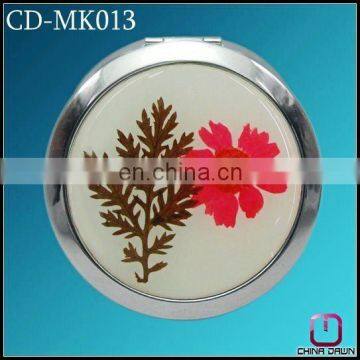 hot gift silver crystal faceplate compact mirror with flower CD-MK013