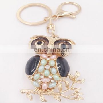 Cute Pearl Owl Keychain Purse Bag Pendant Charm Keyring Key Chain