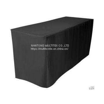 black fitted table cloth, polyester tablecloth fit for 6ft tables