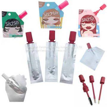 Production mascara lip glaze eyeliner liquid aluminum foil jet pocket custom Thai cosmetics portable shaped packaging bags