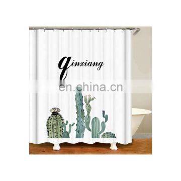 i@home modern green tropical plants 100% polyester washable shower curtains custom digital printing