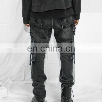 DiZNEW OEM High Quality USA Streetwear Black Denim Jeans For Men photo-4