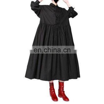 TWOTWINSTYLE Fashion Dress For Women Lapel Collar High Waist Ruched Batwing Sleeve Midi Bowknot Lace Up