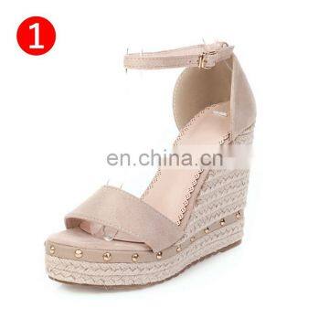 Summer Style New Fashion High Heels Shoes Elegant Wedge Sandals Diamond black apricot Open Toe Sandal Female Pearl Shoe