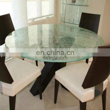 ice cracked decorative table top laminated glass