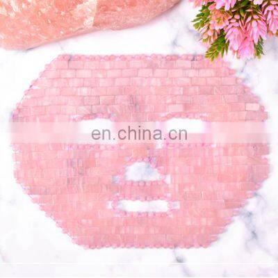 Luxury pink rose quartz sleep jade stone face mk for diminish puffiness and bags