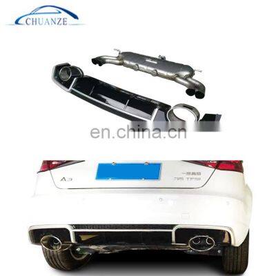 PP+304 Steel RS3 Look Tail Exhaust Rear Diffuser for Audi A3 8V Sportback 13-16