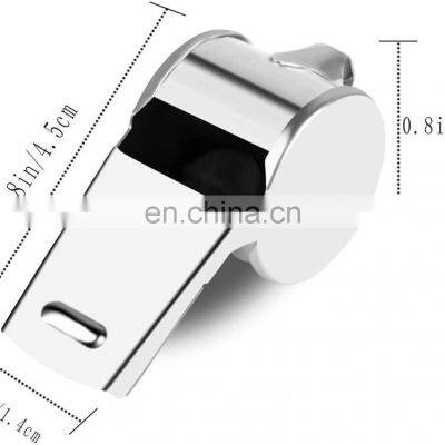 Outdoor Survival Whistle Silver Metal With Neck Chain Lanyard Police Bobby Lifesaving Judge Security Military Whistles Wholesale photo-2