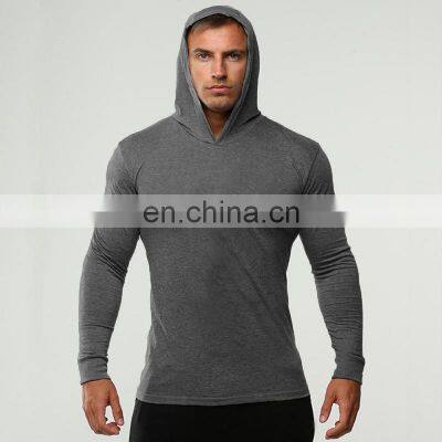 Spring and Summer New Leisure Fitness Sports Long-sleeved Cotton Plus Size Wholesale Custom Light and Solid Color Hooded Sweater photo-3