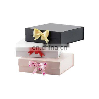 Wholesale custom color luxury elegant magnetic closure folding gift boxes with ribbon