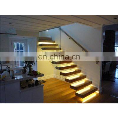 Luxury modern stair flying lighted floating straight stairs