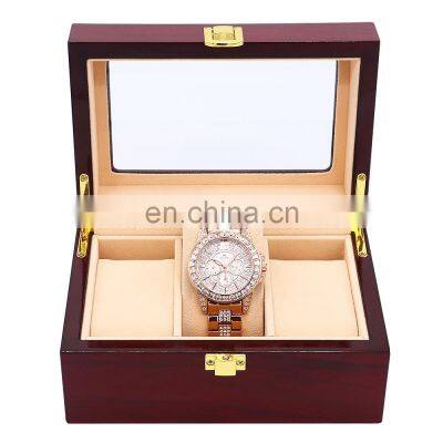 Custom High Quality Wood Luxury Three-compartment Watch Case photo-4