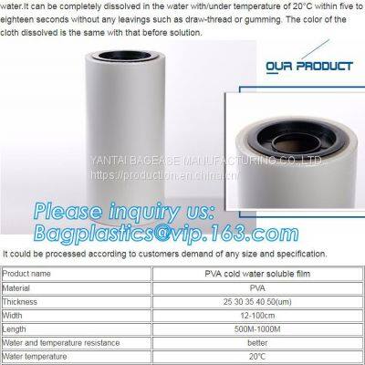 WATER SOLUBLE BAG, PVA MOULD PEEL FILM, POLYVINYL ALCOHOL, LAUNDRY SACK, DETERGENT POD PACK