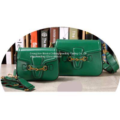 Horseshoe Buckle Bag Retro Cowhide Canvas One Shoulder Diagonal Saddle Bag Genuine Leather photo-2