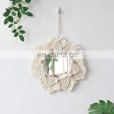Bohemian Decor Boho Mirror Handmade Woven Decor Mirror Macrame Wall Hanging Wall Tapestry Wall Mirror For Home Decor